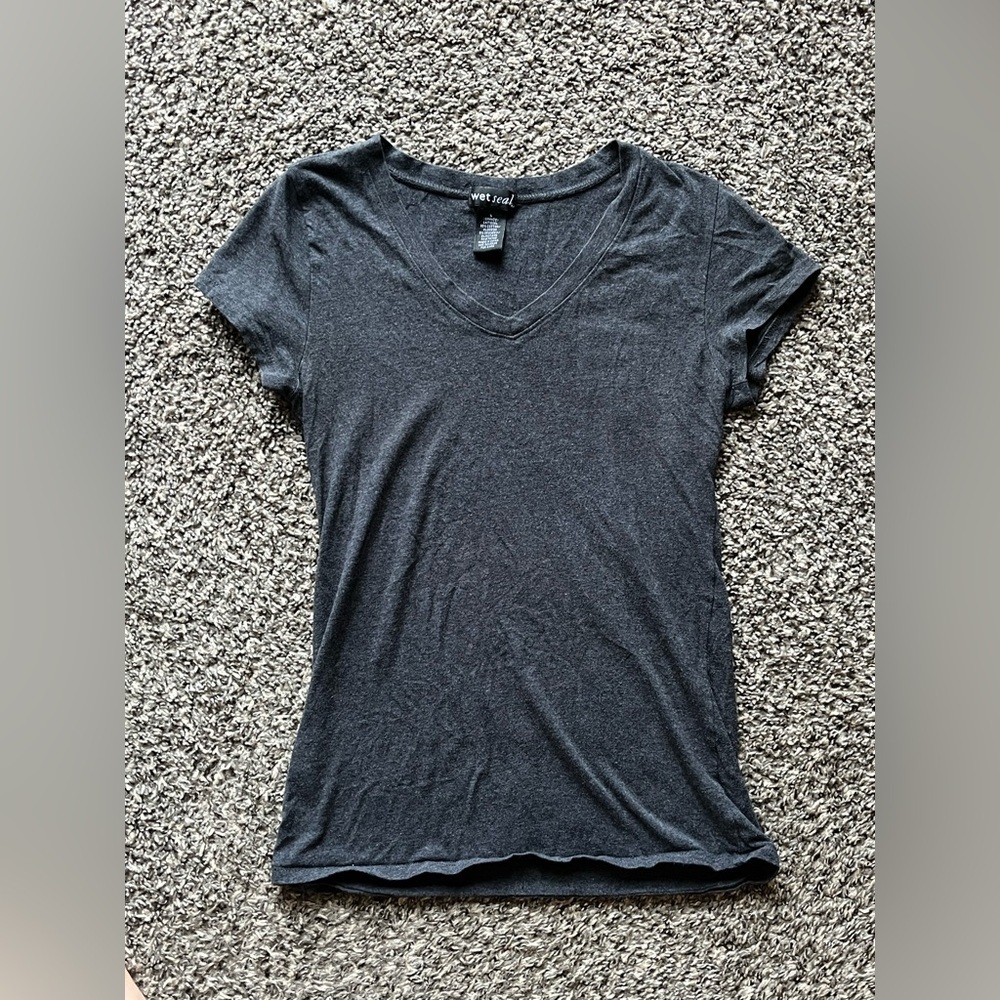 Y2K Wet Seal Babydoll TShirt Womens Small Gray Coquette Whimsical Top
